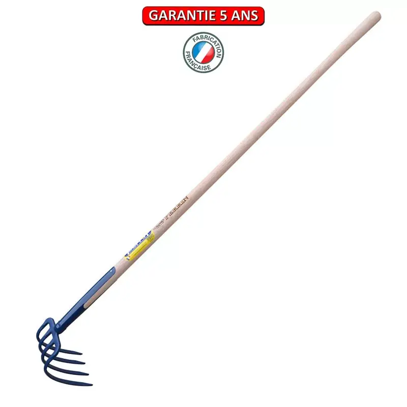 Croc de jardin, à soie, 4 dents 21 cm. Emmanché droit 135.