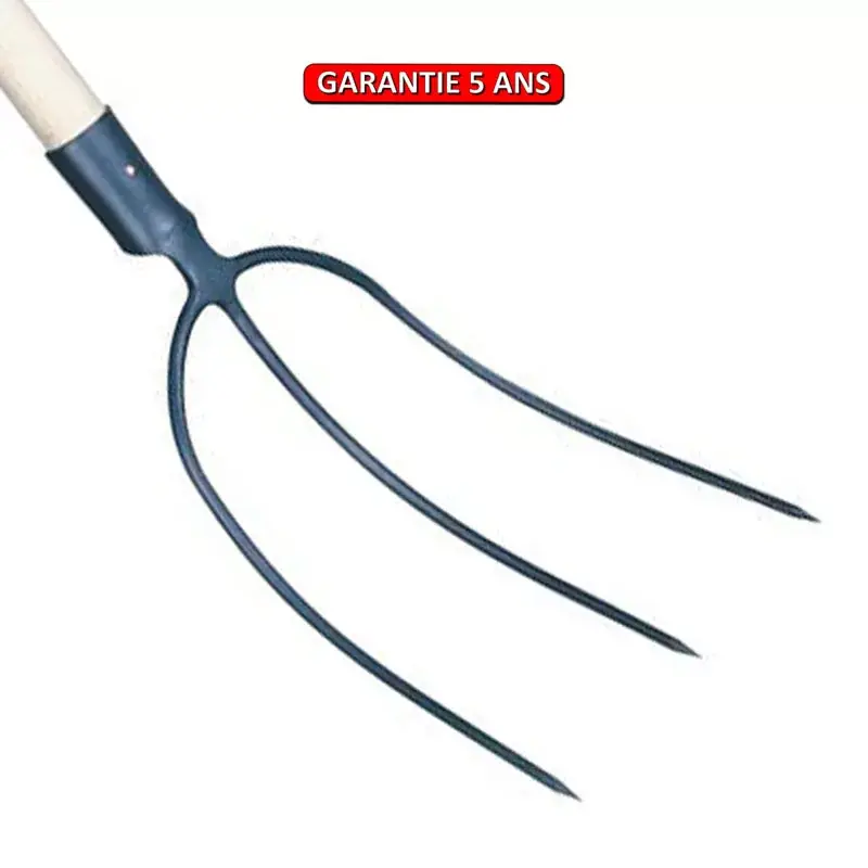 Fourche à foin, à douille 3 dents 29 cm. Sans manche. Outil à main de jardin.