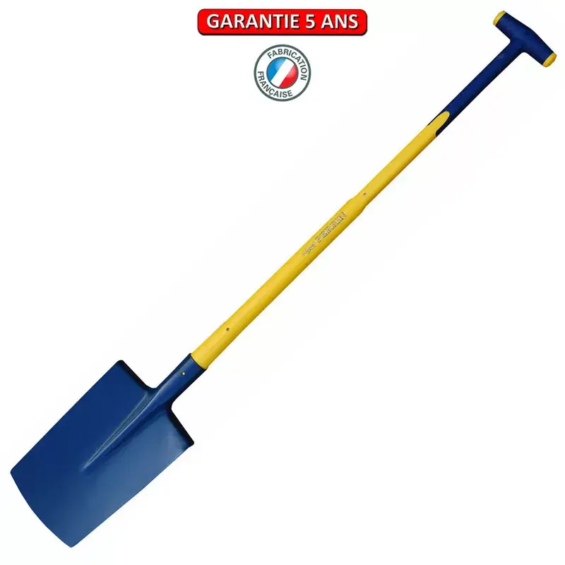 Bêche standard de 28 manche composite béquille tri-matière, incassable 90 avec rebords