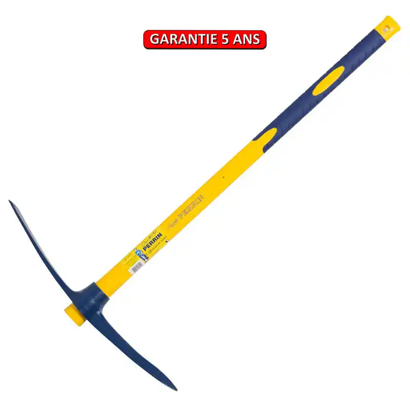 Pioche terrassier oeil rond 2,5 Kg. manche composite tri-matière incassable.