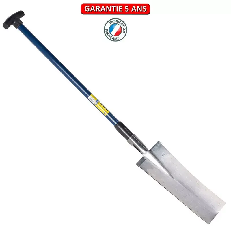 Louchet terrassier 36 cm. manche composite béquille 92. Outil à main de jardin.