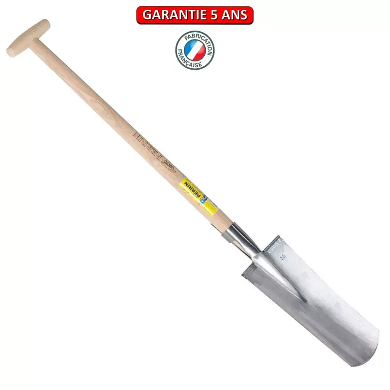 Louchet Benelux, à anneau 36 cm. Emmanché béquille tournée 80 cm.