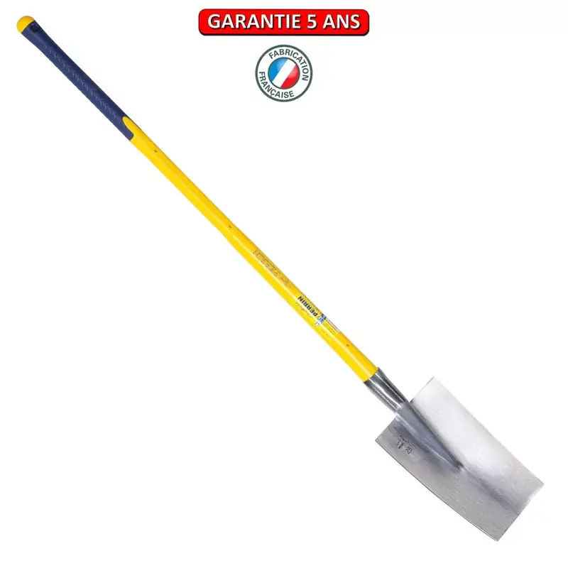 Bêche Senlis polie devant 28 cm. manche composite droit tri-matière incassable.