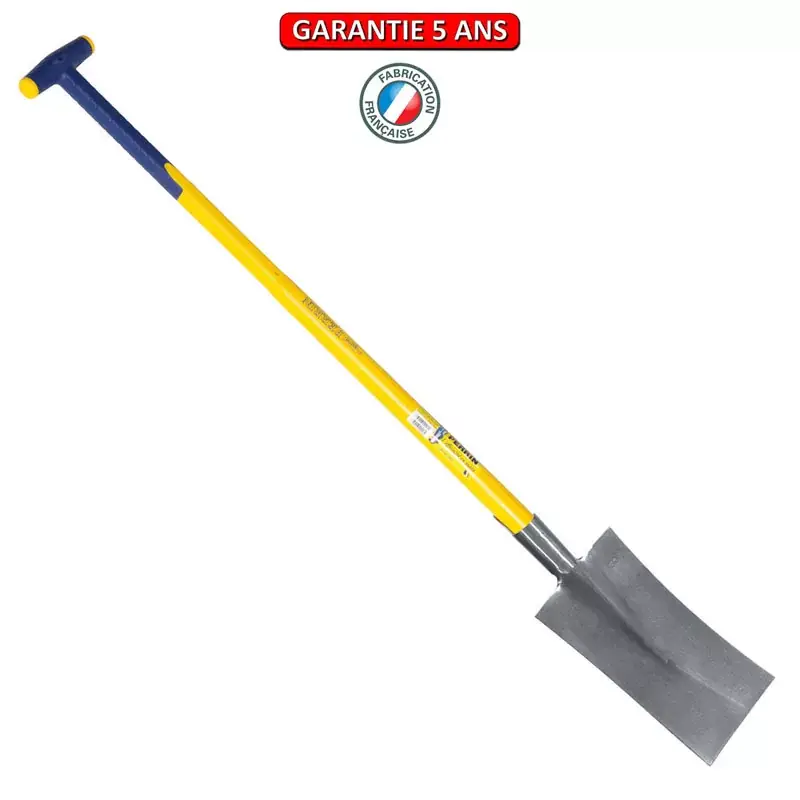 Bêche Nord polie devant 28 cm manche composite tri-matière béquille 90 cm