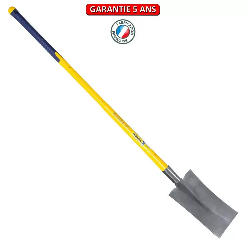 Bêche Nord polie devant 28 cm manche composite tri-matière droit 110 cm.