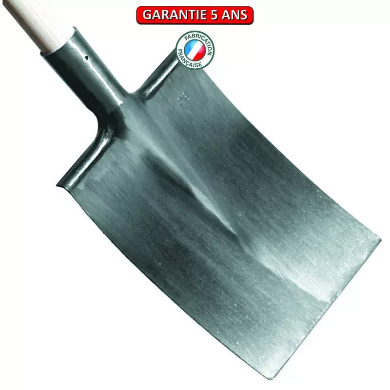 Bêche Bretagne tranchant droit 28 cm. Finition polie devant. Sans manche.