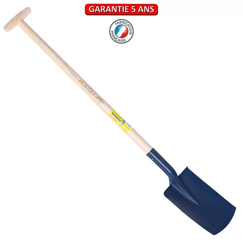 Bêche américaine, à rebords 27 cm. Emmanché béquille tournée 95.