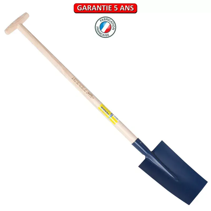 Bêche Senlis. Emmanché béquille tournée 95. Longueur du fer 32 cm.