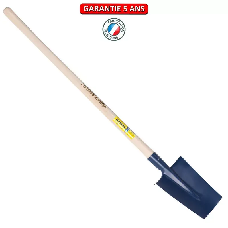 Bêche Dame 24 cm à rebords. Emmanché pomme 105. Outil à main de jardin.
