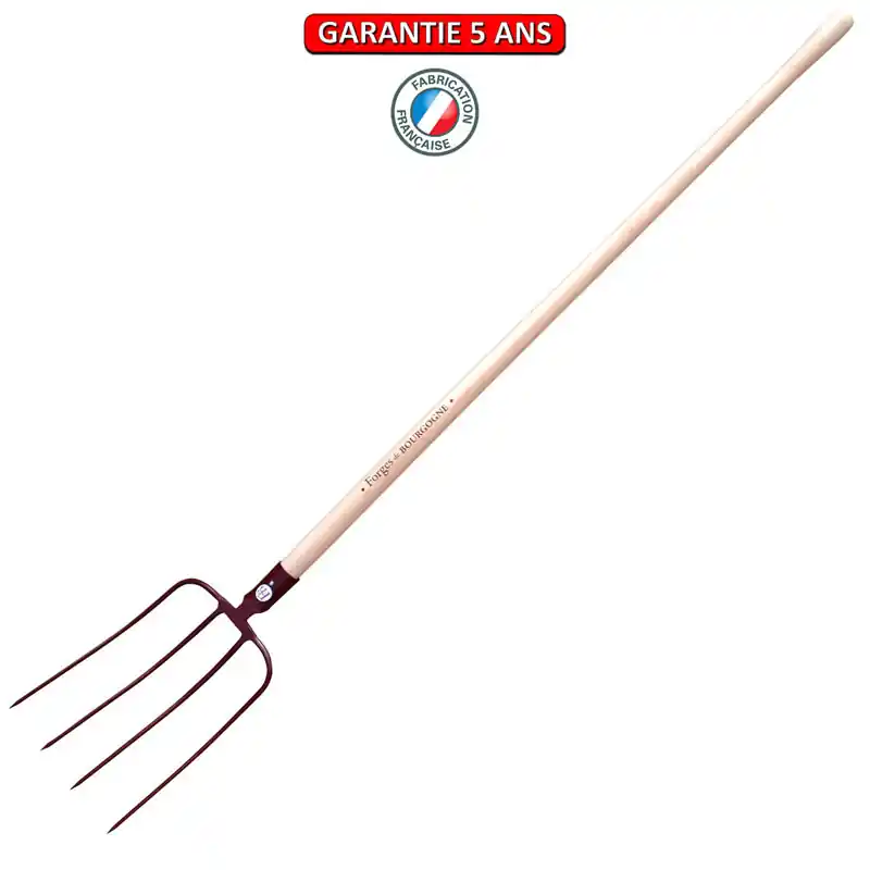Fourche à fumier, à douille, 4 dents 30 cm. Emmanché pomme 135.