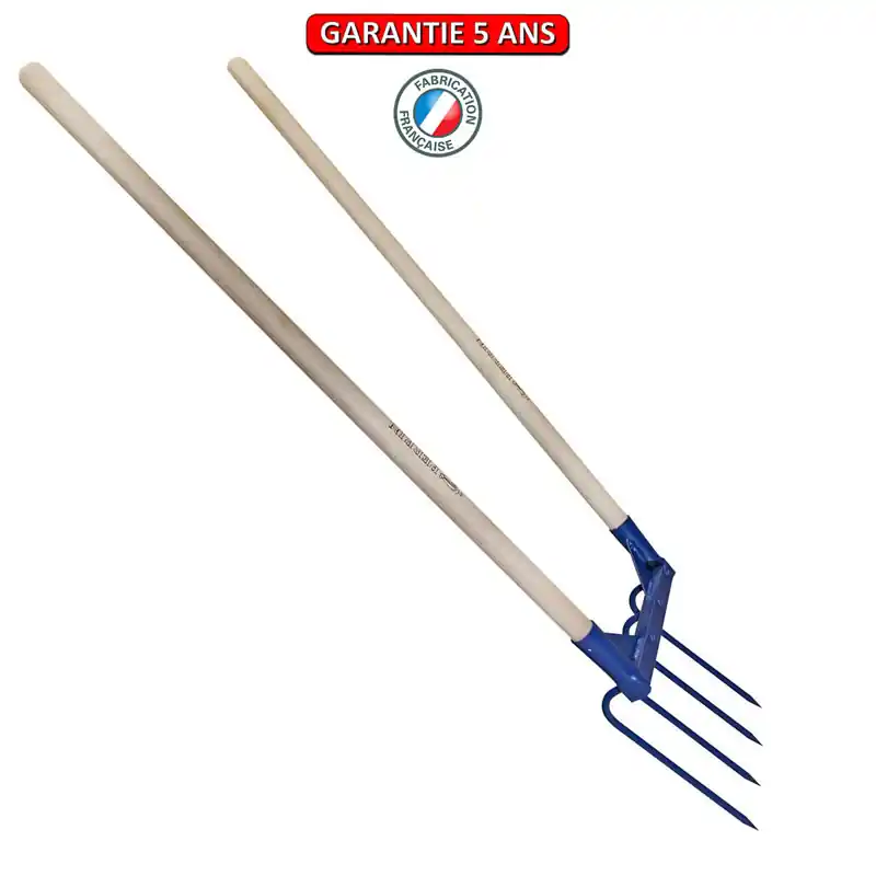 Aerogrif’ 4 dents 2 manches 1,10 m, type Grelinette, outil de jardin biologique.