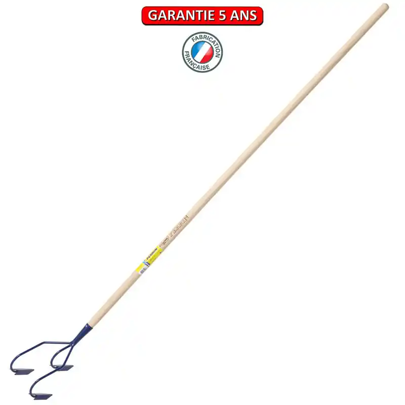 Cultivateur, 3 dents. Emmanché droit 150. Outil à main de jardin.