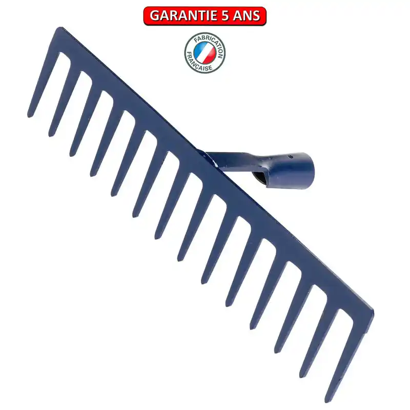 Râteau forgé, 12 dents droites. Sans manche. Outil à main de jardin.