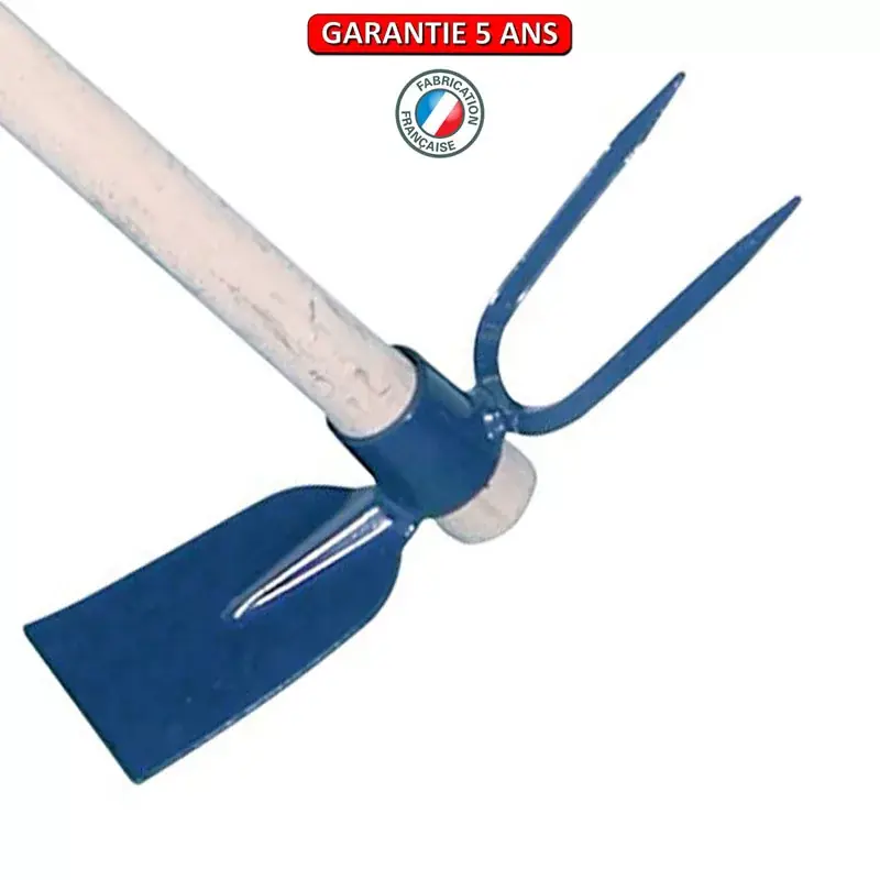 Serfouette soudée panne et fourche, 26 cm. Sans manche. Outil à main de jardin.