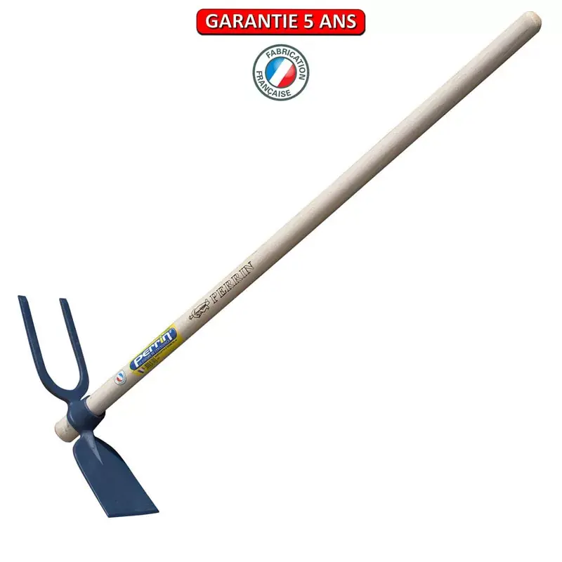 Serfouette de vigne forgée panne et fourche 40 cm. Emmanché droit 100.