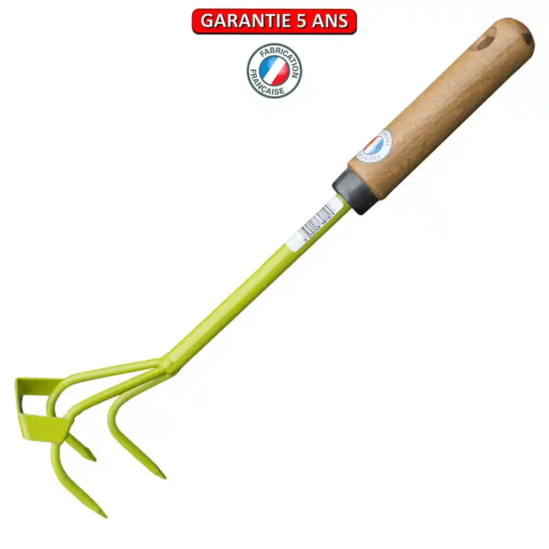 Griffe piocheuse 3 dts petit modèle avec grattoir 5 cm Longueur manche 14 cm.