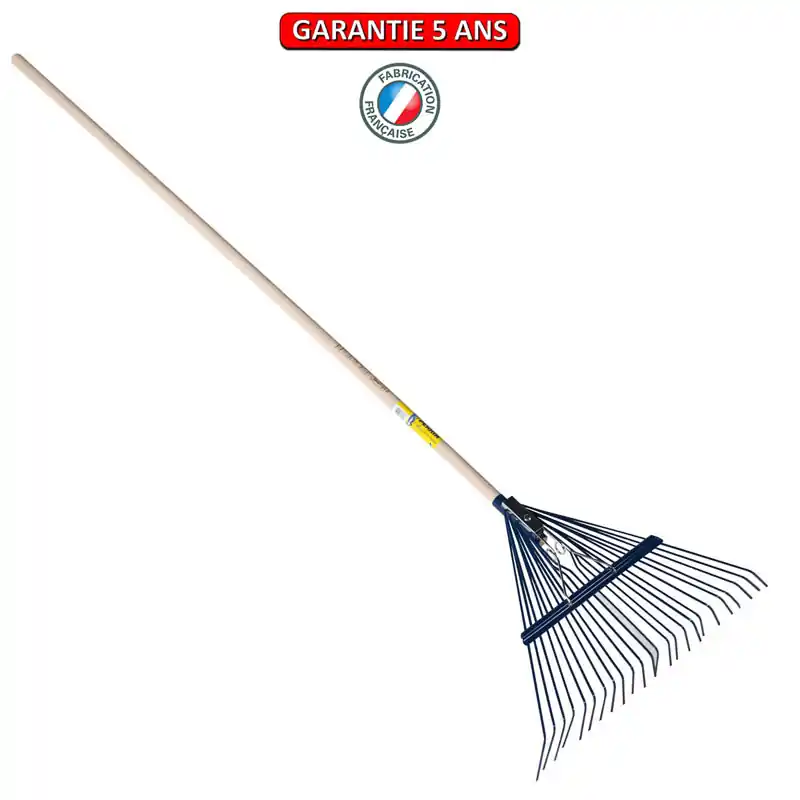 Balai à gazon, large à ressort. 60 cm. Emmanché droit.