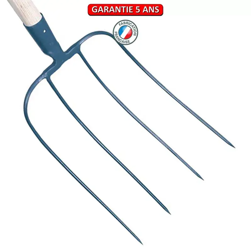 Fourche d’écurie large à 4 dents 28 cm. Sans manche. Outil à main de jardin.