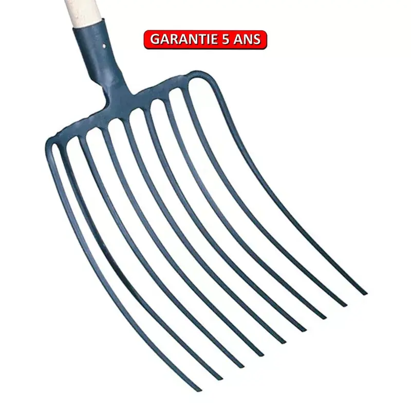 Fourche à cailloux, 9 dents 35 cm. Sans manche. Outil à main de jardin.