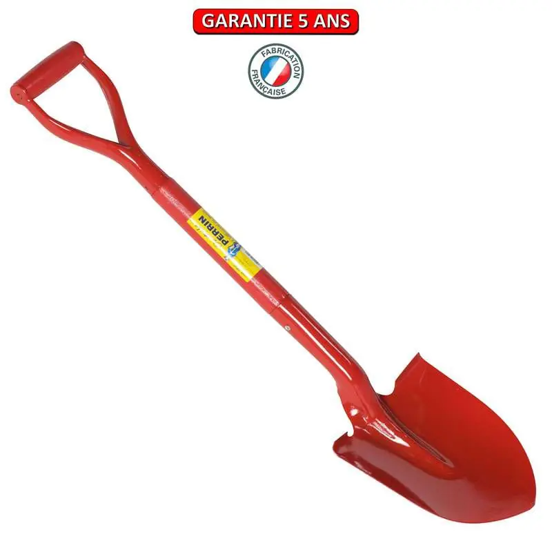 Pelle de bord pompier de 24 cm manche poignée yd entierement rouge .