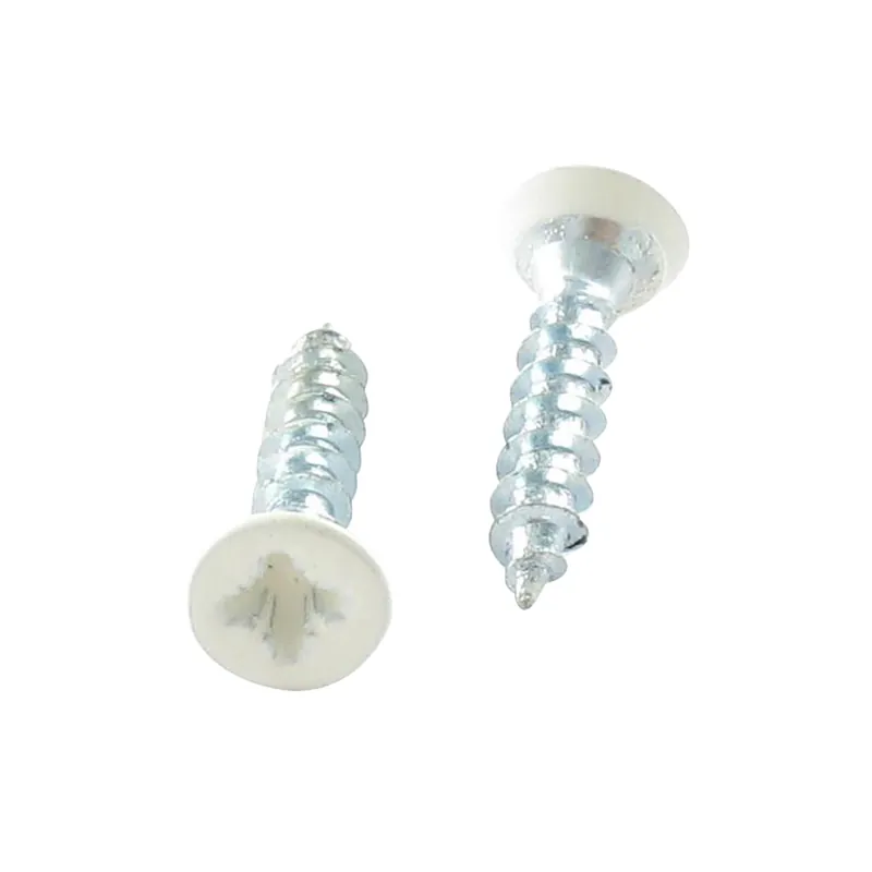 1 x VBA Vis bois agglo Tête fraisée Pozi N°2 5X60 Filetage total Acier zingué RAL9010 blanc pur