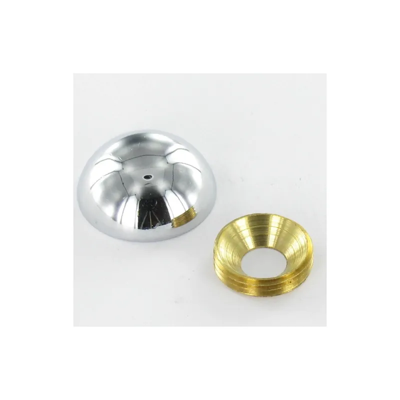 1 x Rosace ronde ou cache vis (1 rosace et 1 cuvette de vis) Laiton chrome Diamètre 15 Pour Vis M5