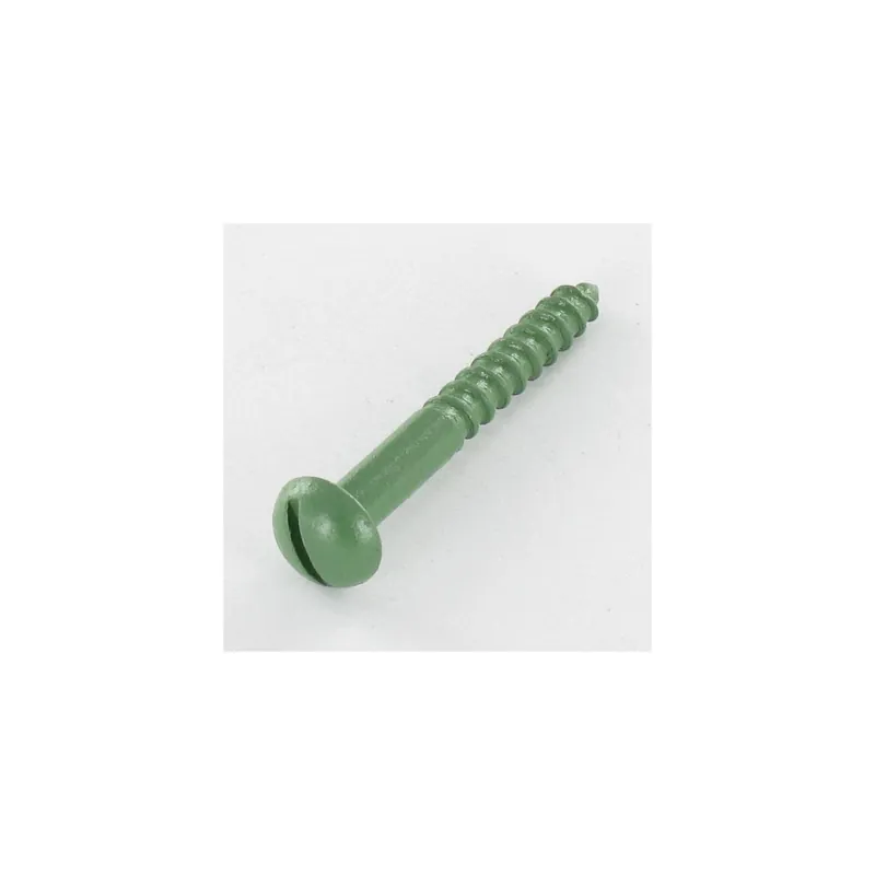 1 x Vis bois Tête ronde TR Fendue 4X30 Acier zingué LAQ Vert RAL6011 vert reseda