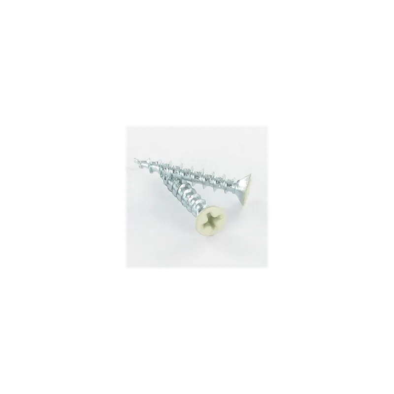 1 x VBA Vis bois agglo Tête fraisée bombée TFB Phillips 4.3X25 Acier zingué RAL1015 ivoire clair