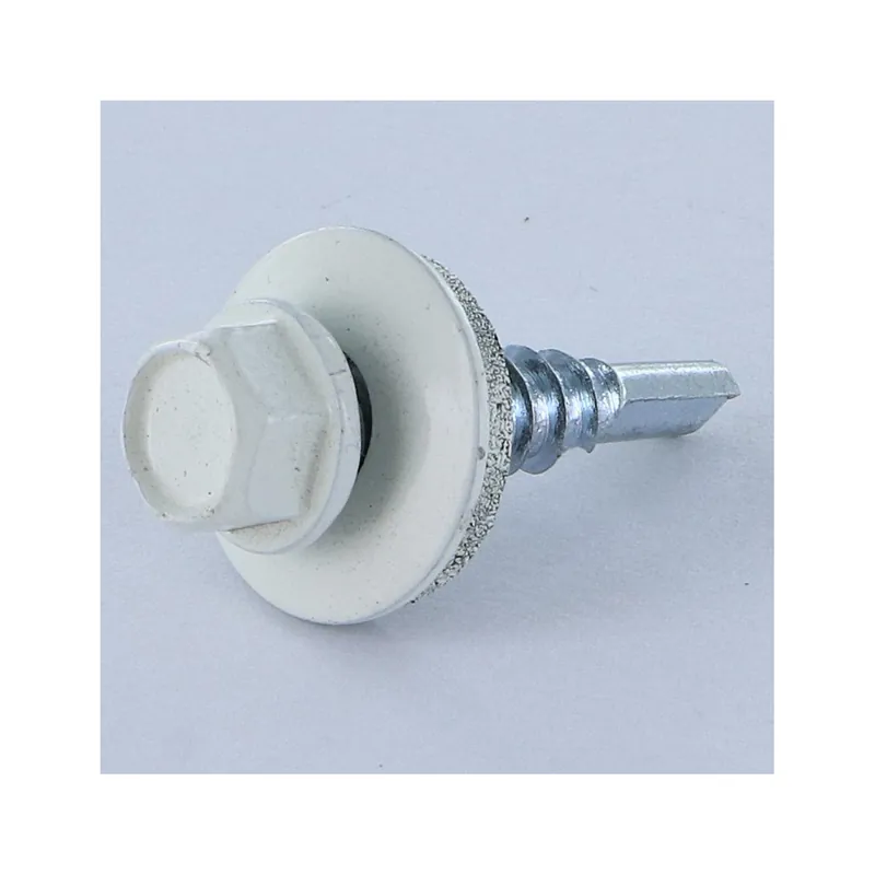 1 x Vis autoperceuse Tête hexagonale TH 4.8X19 Rondelle d‘étanchéite EPDM Acier zingué RAL9010 blanc pur