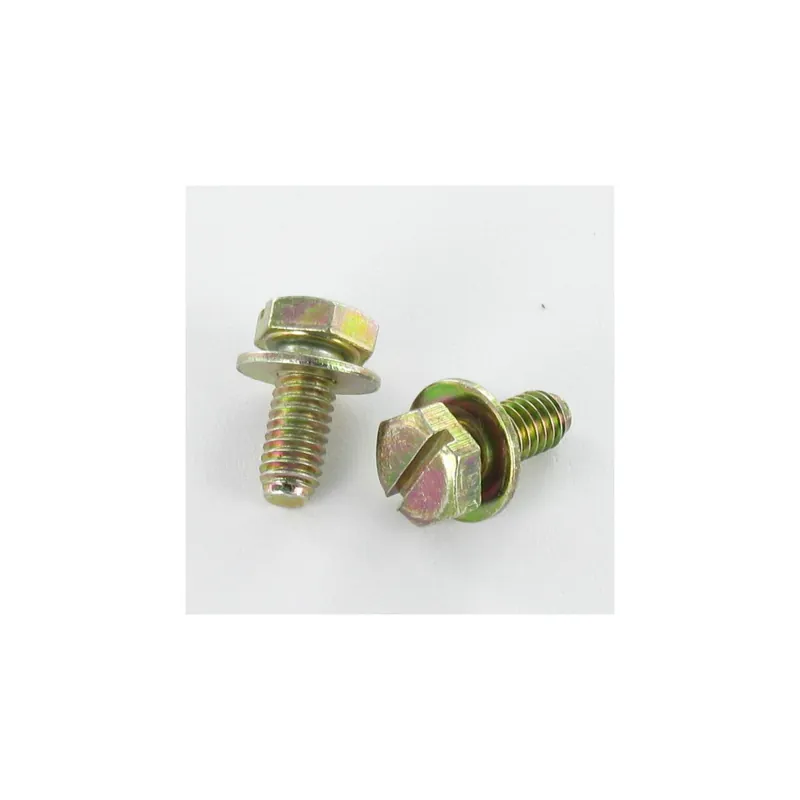 1 x Vis métaux Tête hexagonal fendue M4X10 Avec Rondelle 4X10X0.8 Bichromaté
