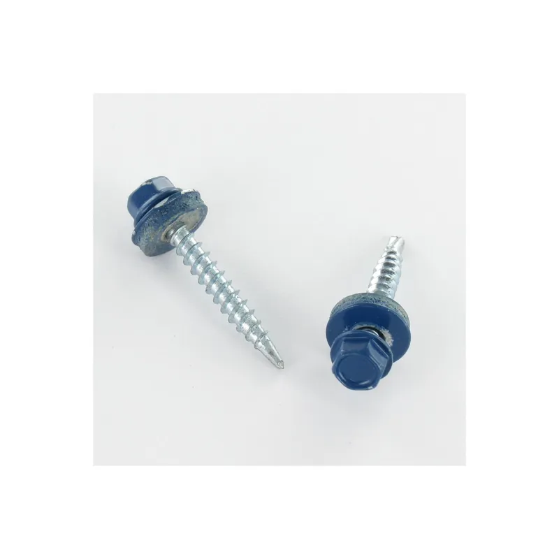 1 x Vis autoperceuse Tête hexagonale TH 4.8X35 Rondelle d‘étanchéite EPDM Acier zingué RAL5001 bleu vert