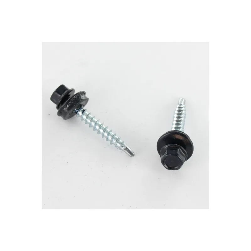 1 x Vis autoperceuse Tête hexagonale TH 4.8X35 Rondelle d‘étanchéite EPDM Acier zingué RAL5004 bleu noir
