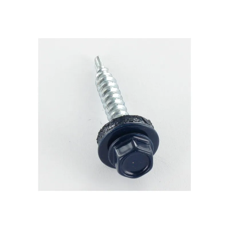 1 x Vis autoperceuse Tête hexagonale TH 4.8X35 Rondelle d‘étanchéite EPDM Acier zingué RAL5011 bleu acier