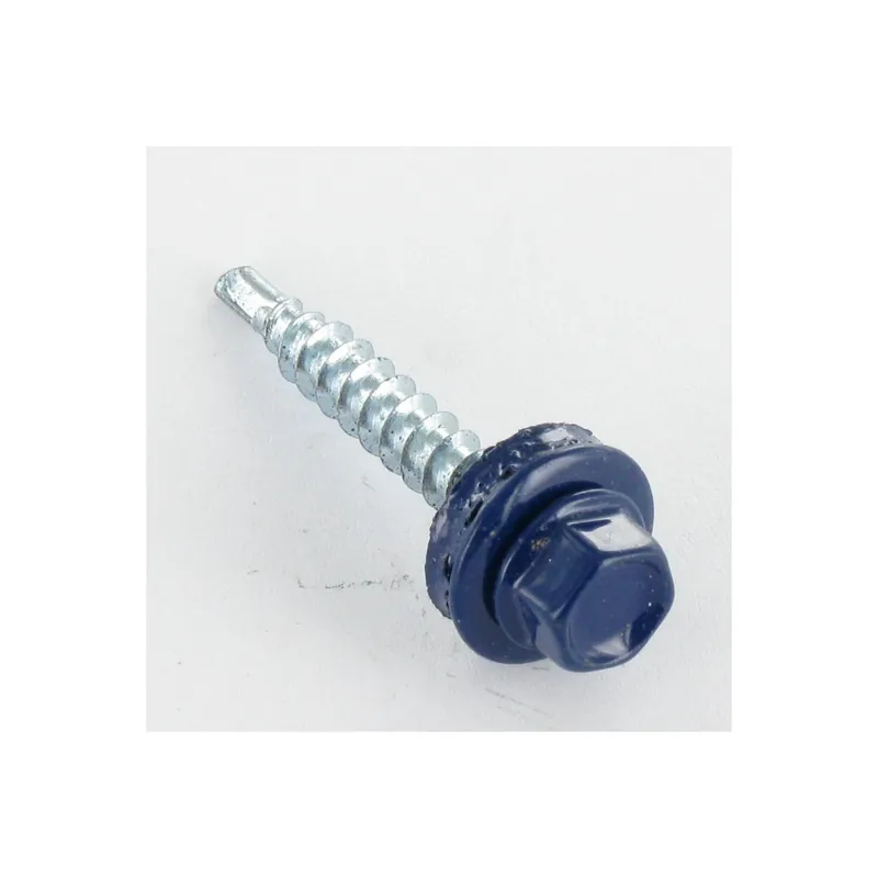 1 x Vis autoperceuse Tête hexagonale TH 4.8X35 Rondelle d‘étanchéite EPDM Acier zingué RAL5013 bleu cobalt