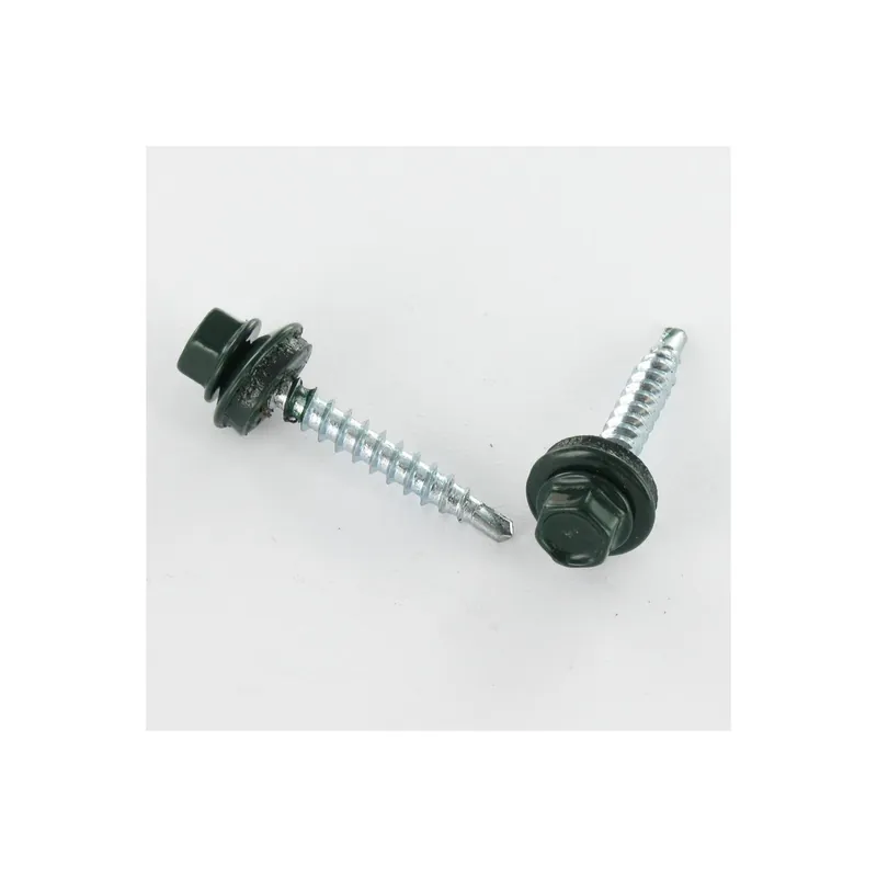 1 x Vis autoperceuse Tête hexagonale TH 4.8X35 Rondelle d‘étanchéite EPDM Acier zingué RAL6009 vert sapin