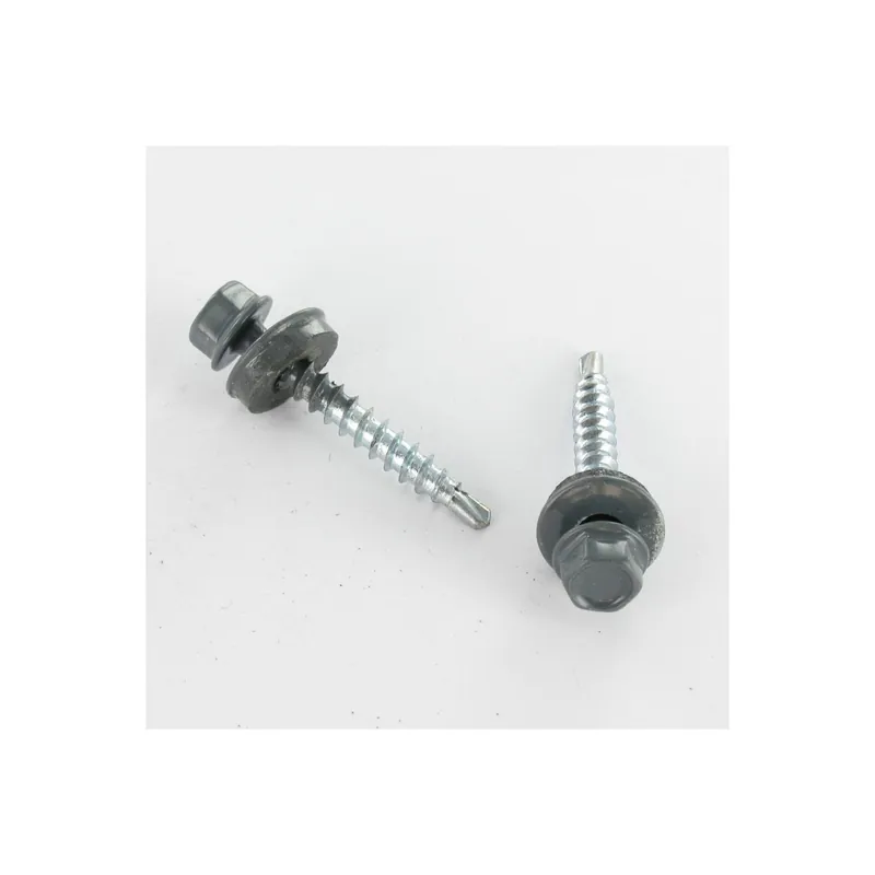 1 x Vis autoperceuse Tête hexagonale TH 4.8X35 Rondelle d‘étanchéite EPDM Acier zingué RAL7011 gris fer
