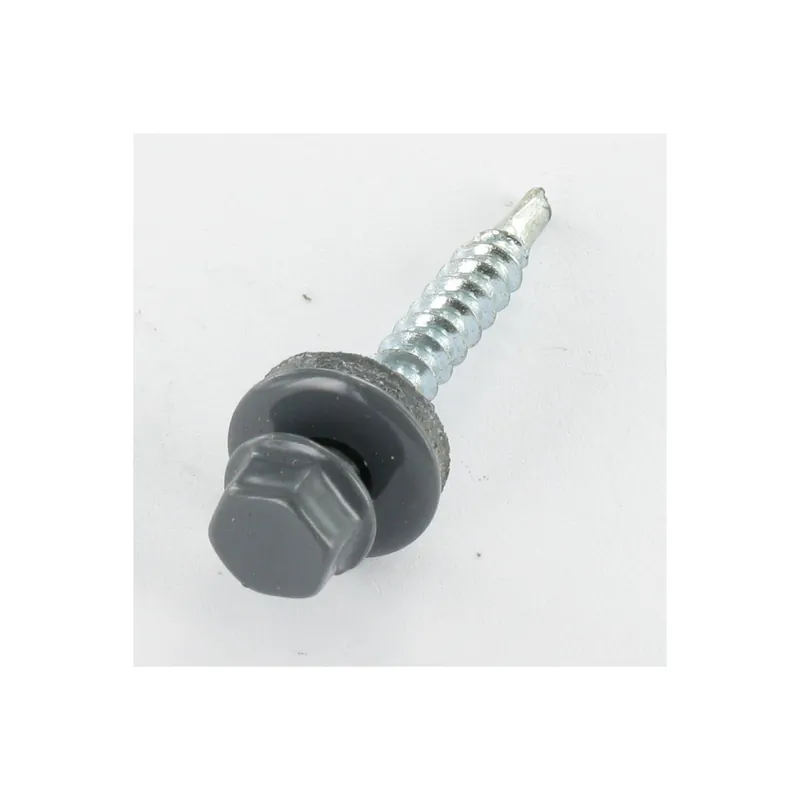 1 x Vis autoperceuse Tête hexagonale TH 4.8X35 Rondelle d‘étanchéite EPDM Acier zingué RAL7012 gris basalte