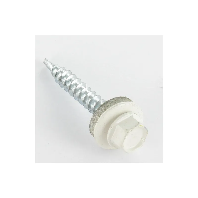 1 x Vis autoperceuse Tête hexagonale TH 4.8X35 Rondelle d‘étanchéite EPDM Acier zingué RAL9001 blanc creme