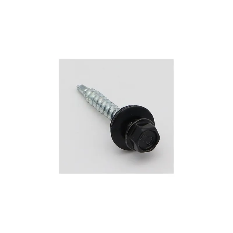 1 x Vis autoperceuse Tête hexagonale TH 4.8X35 Rondelle d‘étanchéite EPDM Acier zingué RAL9004 noir de sécurite