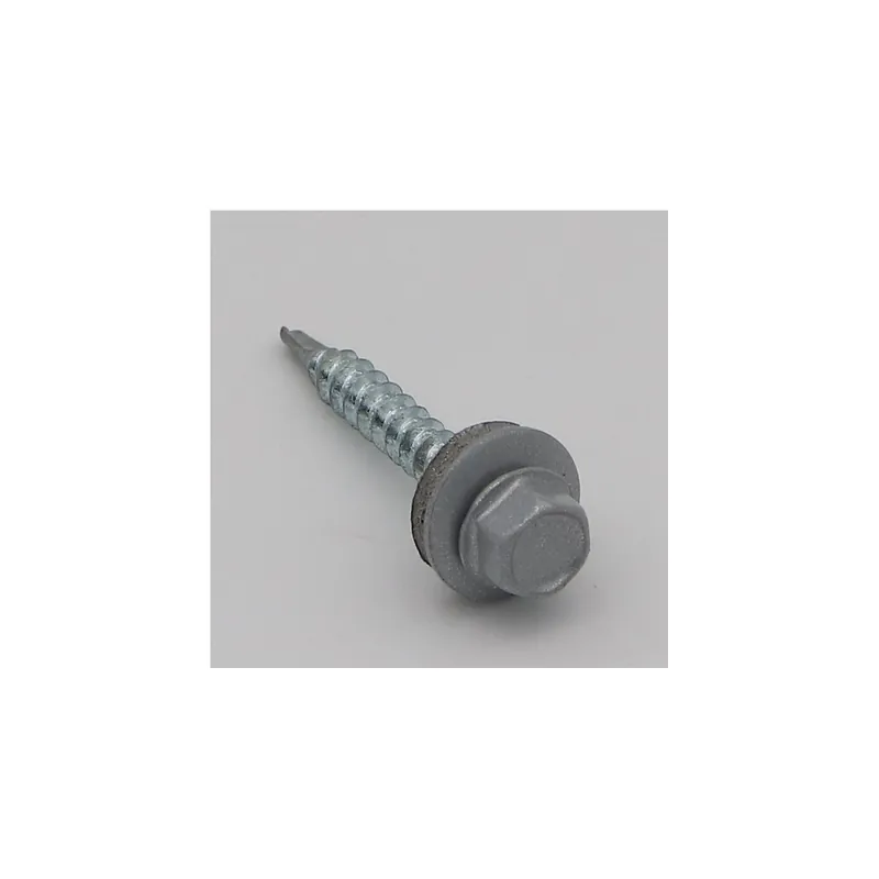 1 x Vis autoperceuse Tête hexagonale TH 4.8X35 Rondelle d‘étanchéite EPDM Acier zingué RAL9006 aluminium blanc