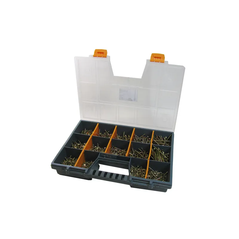 1 x Assortiment de 1700 VBA Vis bois agglo Tête fraisée Pozi Bichromaté Embout