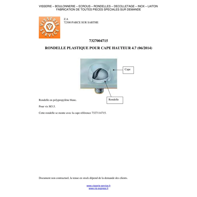 1 x Rondelle Plastique M3.5X11.3X4.7