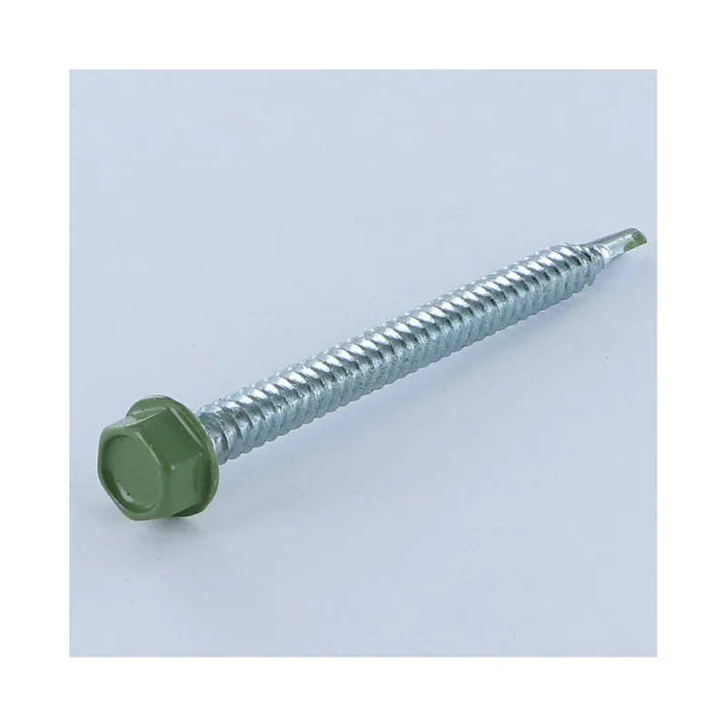 1 x Vis autoperceuse Tête hexagonale TH 6.3X75 Filet tôle Acier zingué RAL6011 vert reseda