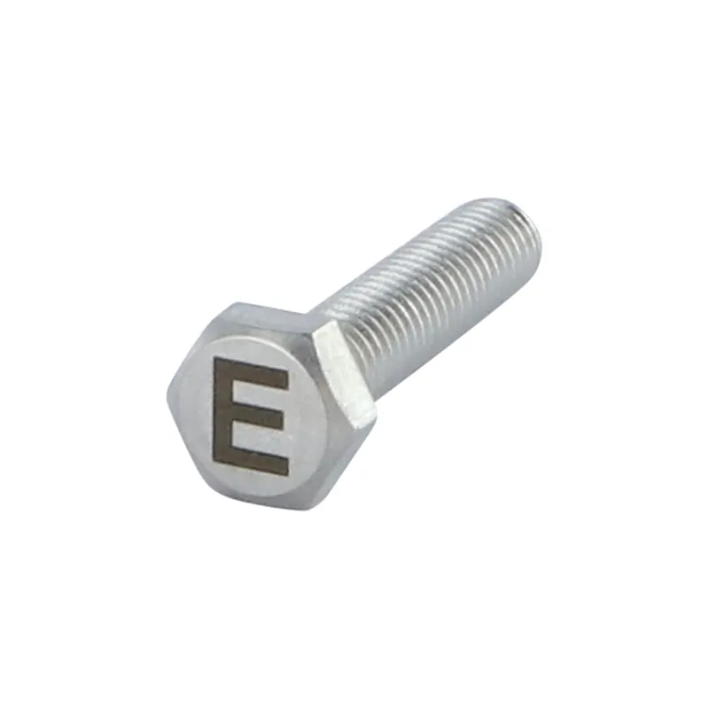 1 x Vis métaux Tête hexagonale TH 8X35 Inox A4 Gravure LETTRE "E"