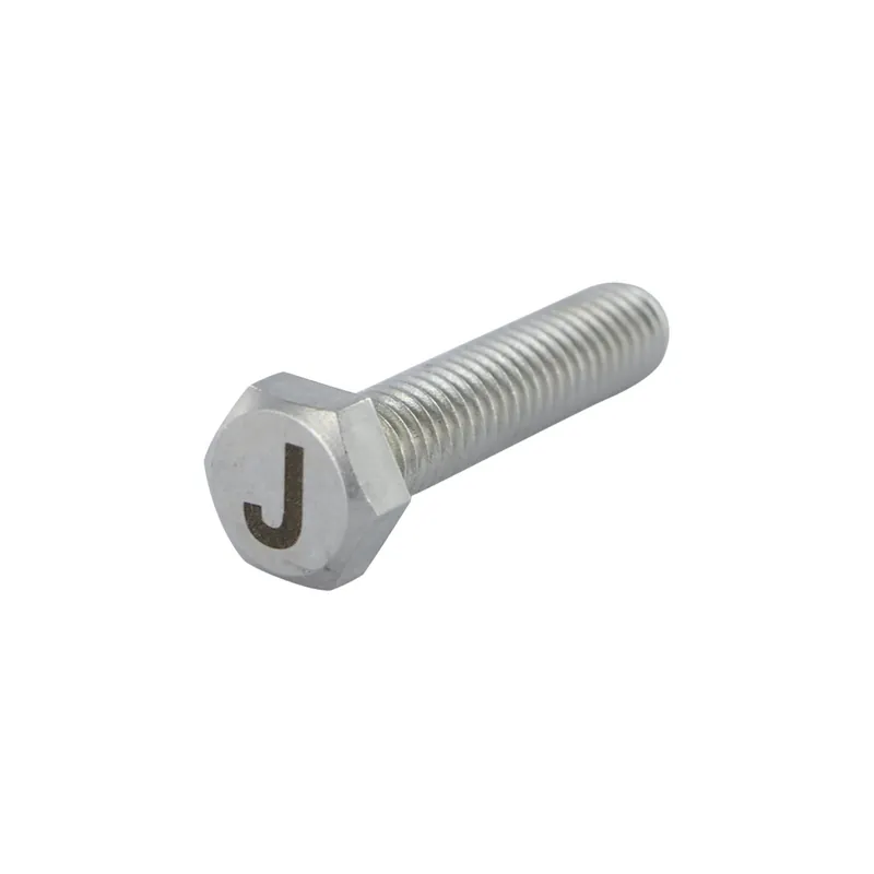 1 x Vis métaux Tête hexagonale TH 8X35 Inox A4 Gravure LETTRE "J"