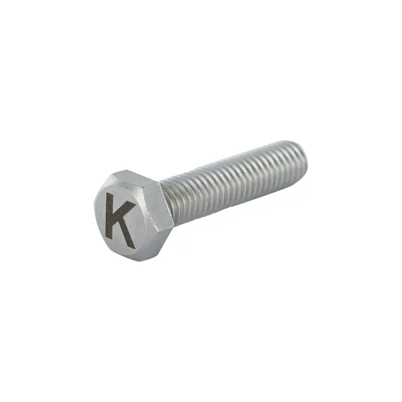 1 x Vis métaux Tête hexagonale TH 8X35 Inox A4 Gravure LETTRE "K"