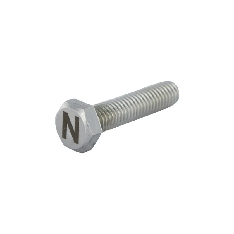 1 x Vis métaux Tête hexagonale TH 8X35 Inox A4 Gravure LETTRE "N"