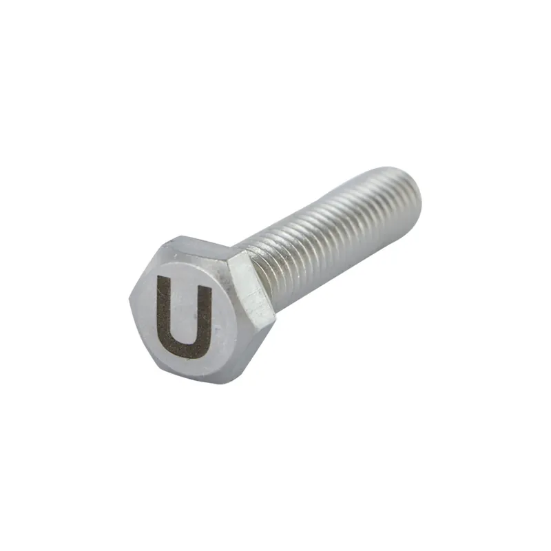 1 x Vis métaux Tête hexagonale TH 8X35 Inox A4 Gravure LETTRE "U"
