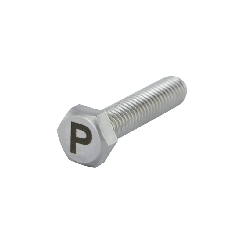 1 x Vis métaux Tête hexagonale TH 8X35 Inox A4 Gravure LETTRE "P"
