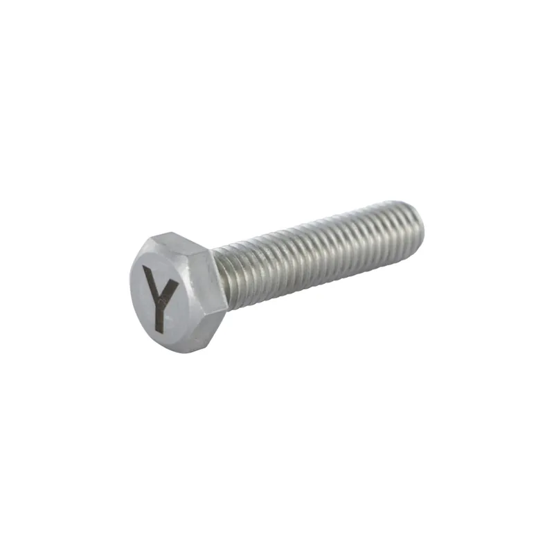 1 x Vis métaux Tête hexagonale TH 8X35 Inox A4 Gravure LETTRE "Y"